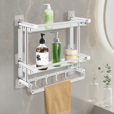Bathroom Shelf Tempered Glass Floating Shelves Wall Mounted Stainless Steel Rack