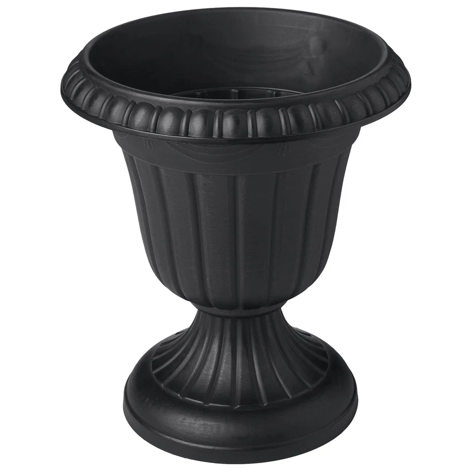 Jardinera tradicional de plástico negro 15X13 ligera duradera Foto 2 de 4