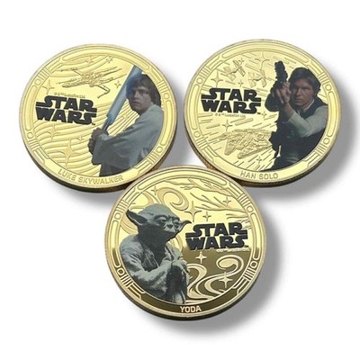 A Galaxy Of Adventures - Star Wars x3 Coins - Yoda, Skywalker & Han Solo coins