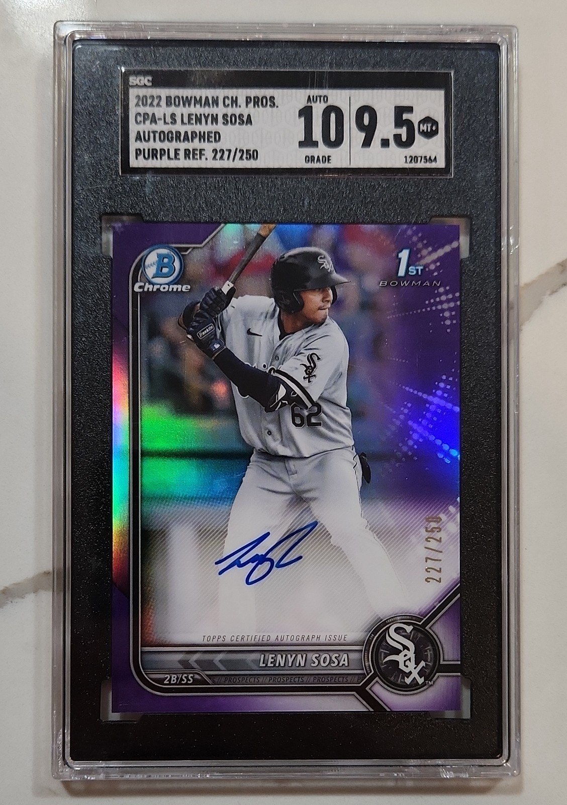 2022 1st Bowman Chrome Prospect Lenyn Sosa #CPA-LS Purple Refractor /250 Auto