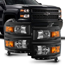 - for 2014-2015 Chevy Silverado 1500 Pickup Truck Black Housing Headlights Headl