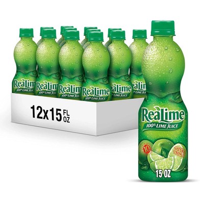 100% Lime Juice, 15 fl oz bottle (Pack of 12), Made with Lime Juice from Concent