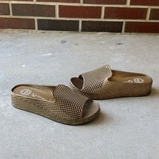 Jeffrey Campbell Havana Last Fling Jelly Wedge Sandal Gold Slides Size 8