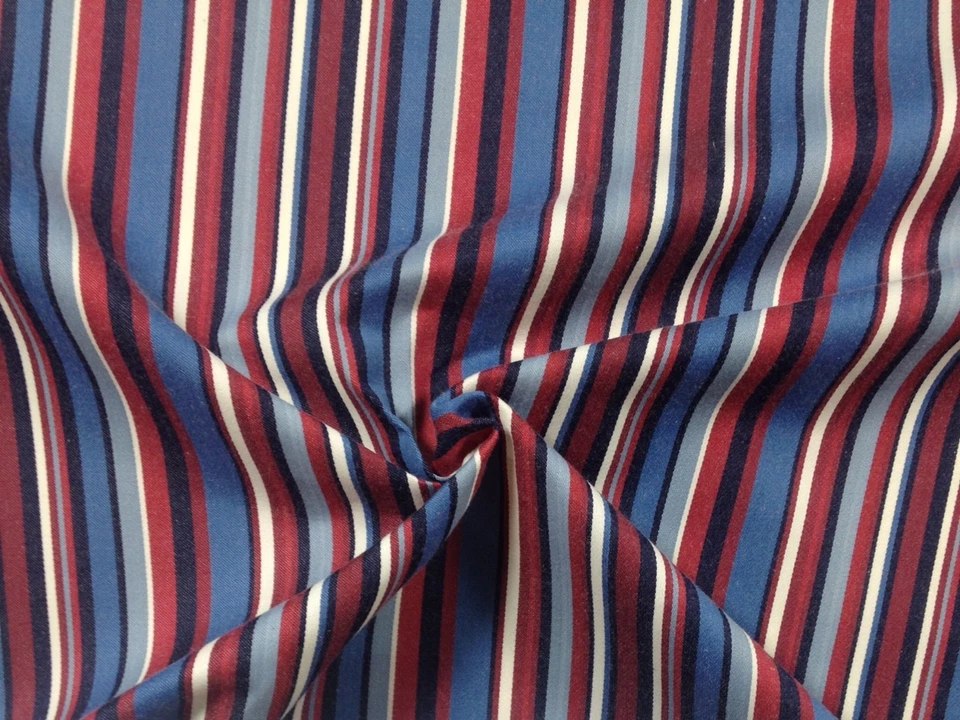 PREMIER ESTAMPADOS A BORDO RAYAS AZUL MARINO ROJO MUEBLES TELA POR YARDA 54"W Foto 4 de 4