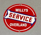 VINTAGE 12” WILLYS OVERLAND PORCELAIN SIGN CAR GAS OIL TRUCK AUTO MOTORCYCLE