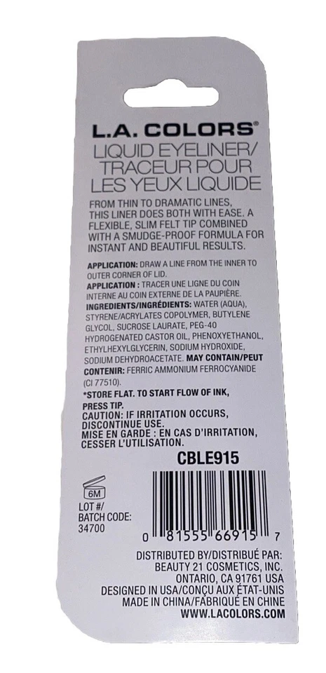 Delineador líquido LA Colors marcador de olho azul à prova de manchas ponta fina de feltro CBLE915 NOVO - Imagem 2 de 3