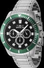 Invicta Men's Pro-Diver Watch 45MM Stainless Case Chrono Black Dial Green Bezel