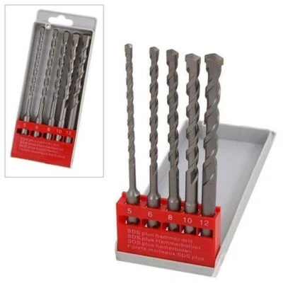 5Pc Sds+ Hammer Drill Bit Set 5Mm-12Mm Carbide Tipped Sds Plus Masonry Bits PT