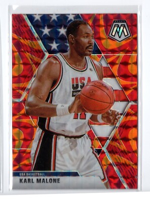 19-20 Mosaic Reactive Orange #257 Karl Malone Base USA Basketball Jazz
