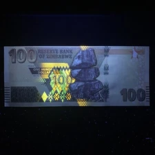 Zimbabwe 100 Dollars Banknote NEW Design 2020 UNC Beautiful Currency Under UV