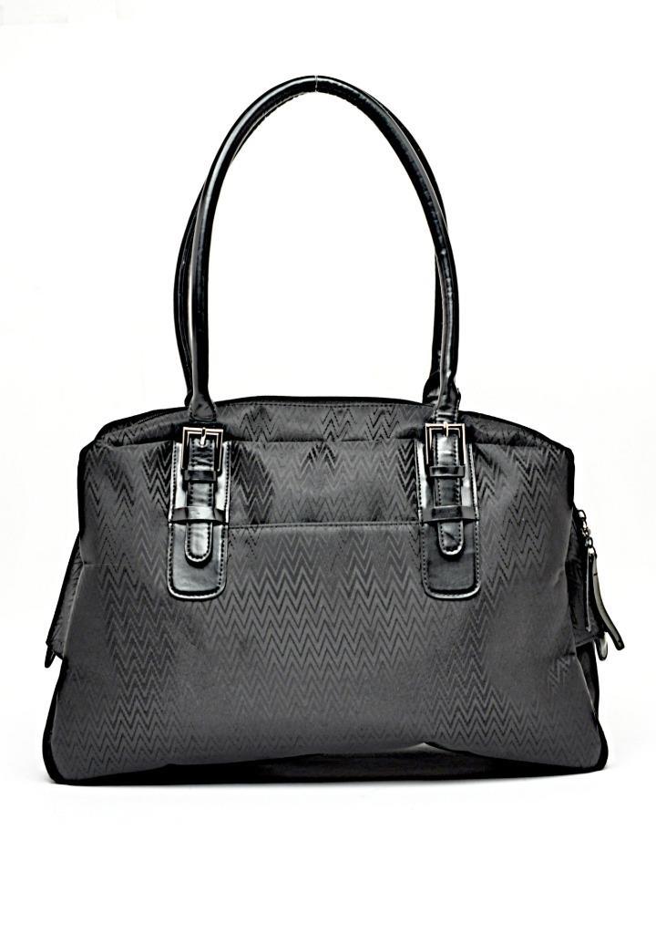 MISSONI Black Nylon 2-Way Zip Tote Bag in Zigzag Weave