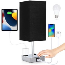 Bedside Lamp with USB Ports - Touch Control Table Lamp for Bedroom with USB C...