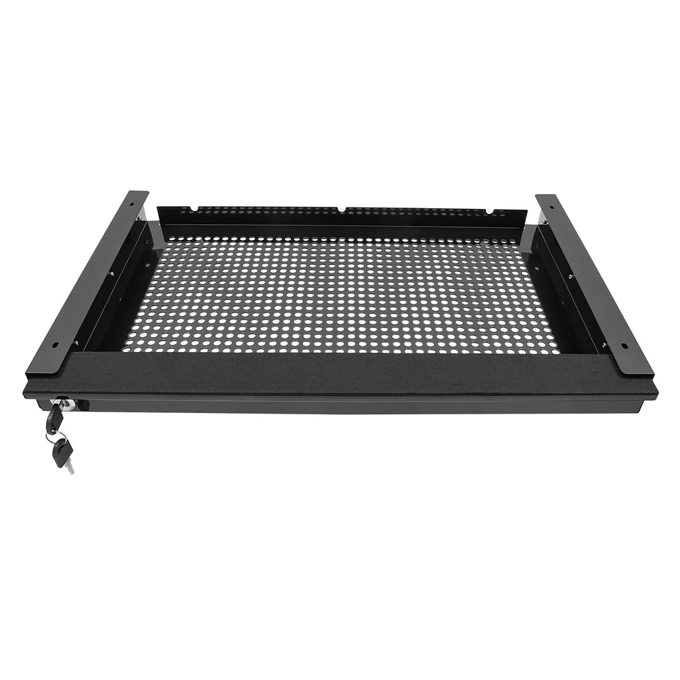 Under Desk Mounted Sliding Pull-out Drawer Drawer Storage Organizer Drawer W/Key - Image 3 of 4