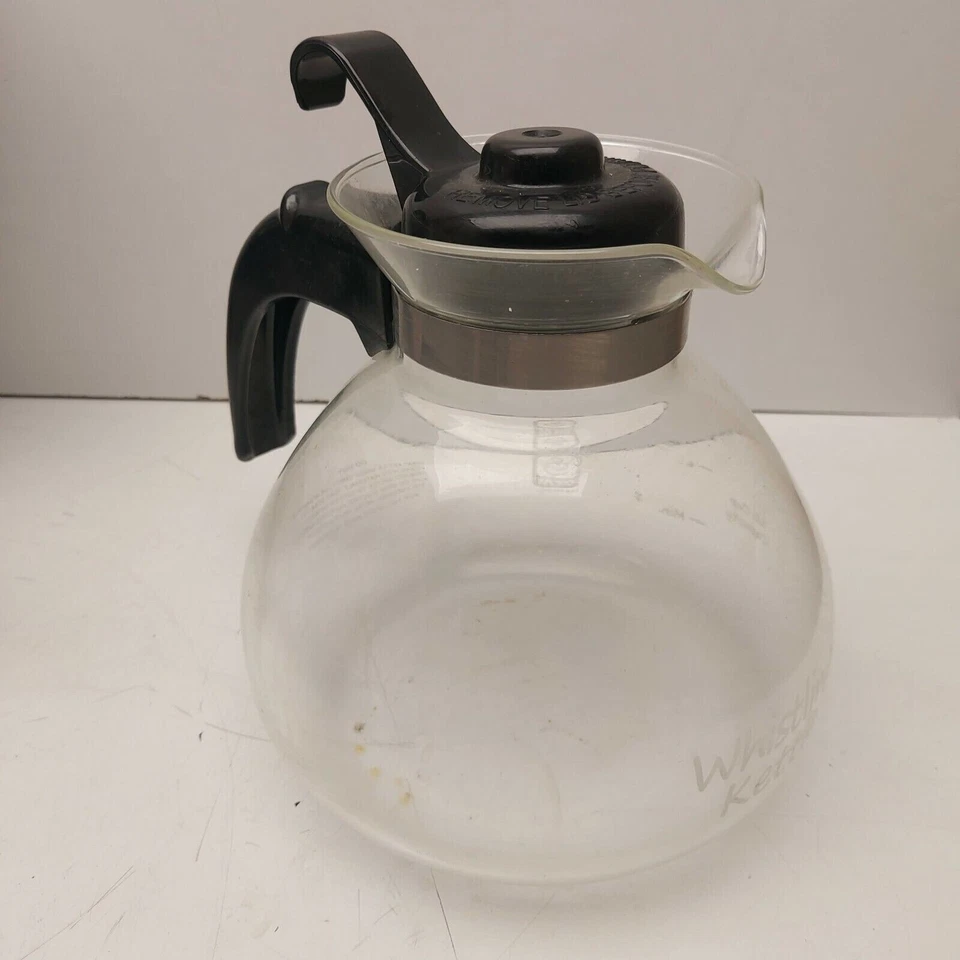 Chaleira assobiando 12 xícaras de vidro de reposição garrafa de café e chá tampa preta, alça - Imagem 3 de 4