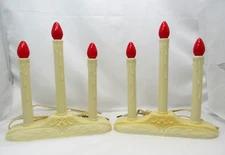 2 Vintage 3 Light Candolier Electric Christmas Candle Window Candelabra Red Bulb