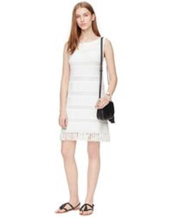 Abito tubino in maglia con frange respiro d'aria Kate Spade New York nuovo con etichette $398.TG. L