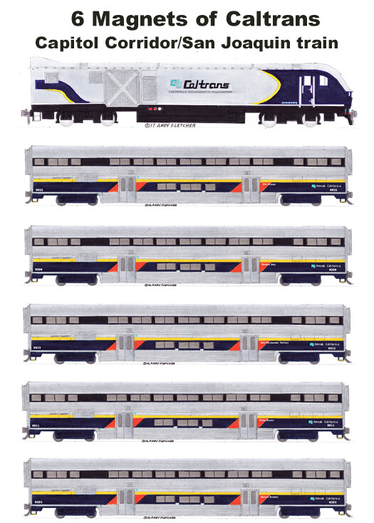 ビンテージAmtrak NYG ↔︎UCA往復切符1991.JAN.26 使用済み Amtrak California Capitol Corridor/San Joaquins Set of 6 magnets