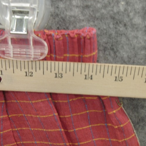 FLAX Designs Women Floods Pants S Pink Check Linen Elastic Waistband Pull On New - Picture 6 of 13