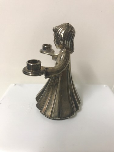 Vintage PEWTER Choir Boy/Girl Candle Holder Small Figure 3" T Marked ITALY - Picture 2 of 6