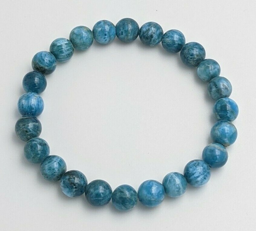 Bracelet d'apatite bleu de qualité AA bijoux précieux en pierres naturelles