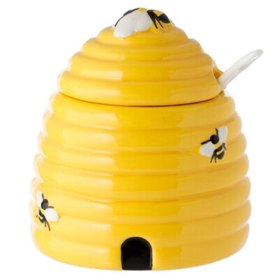 Honigtopf Keramik Set 3-tlg. mit Löffel Geschenk Bienenstock Honigliebe NEU  