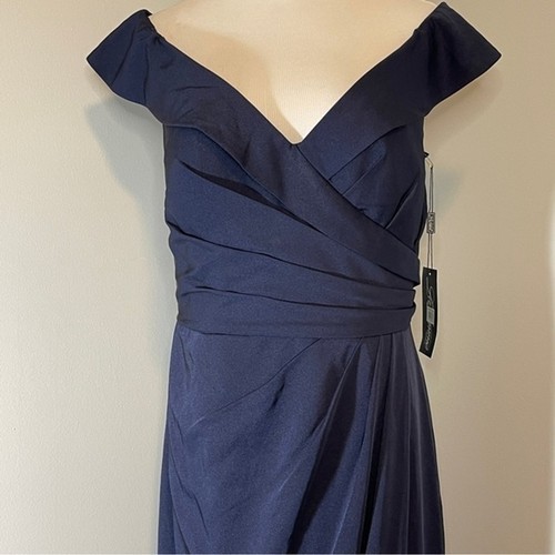La Femme Ruched Jersey Column Gown Navy Size 10 - Picture 8 of 10