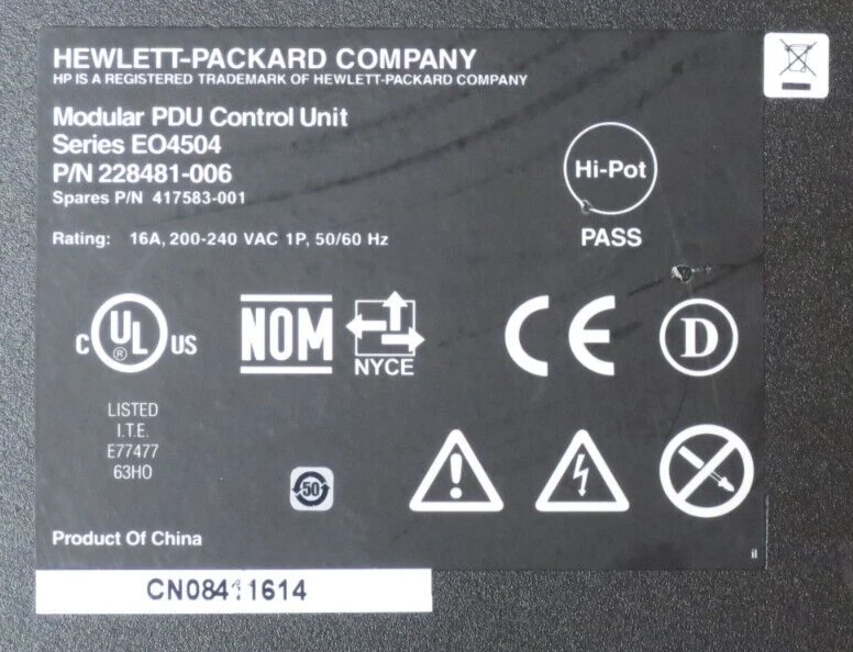 HP E04504 Modular PDU Control Unit 200-240V 16A 228481-006 417583-001 - Image 4 of 4