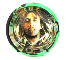 Ashtray Unbreakable Glass Dishwasher safe Clear with COOL Designs Round New!!!!