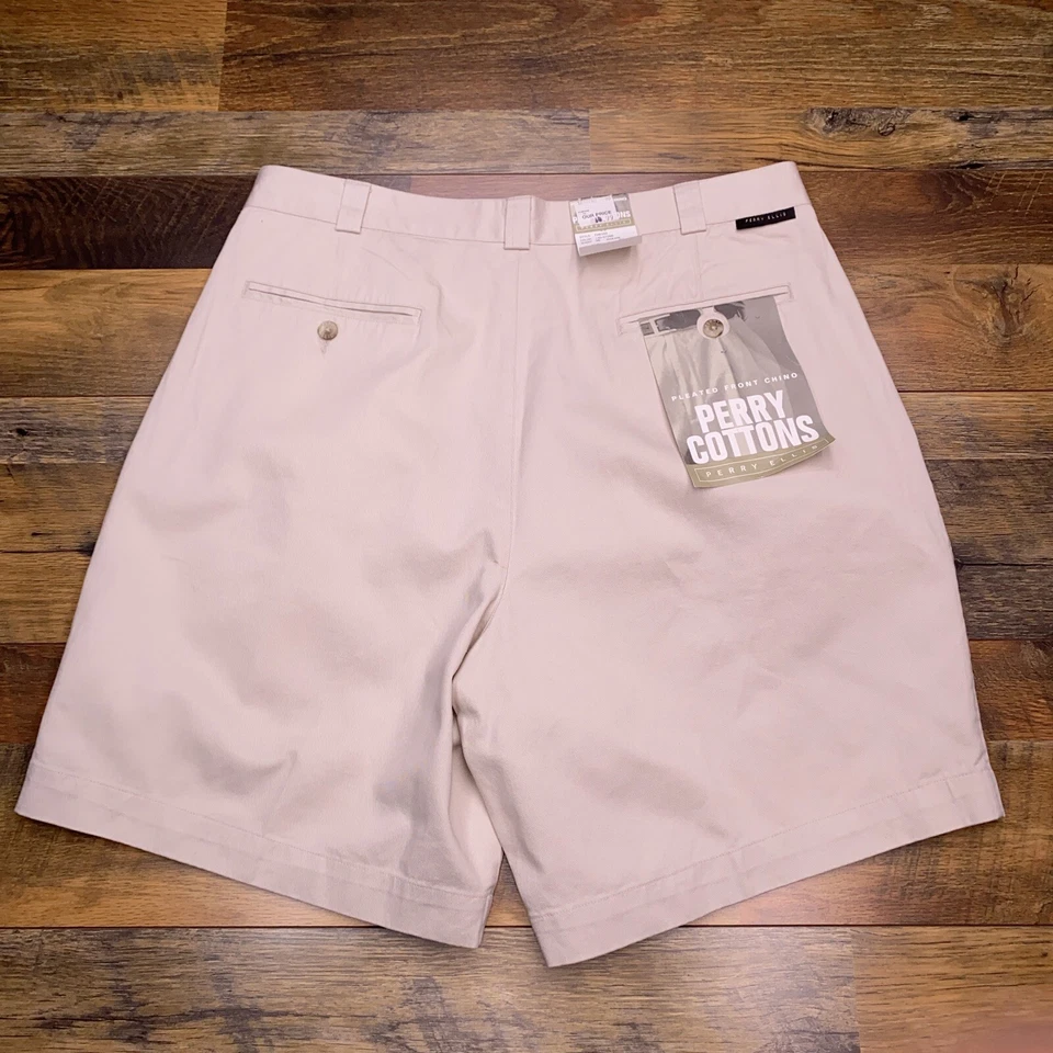 Pantalones Cortos Perry Ellis De Colección Para Hombres 36 Beige Perry Algodón Nuevos Foto 2 de 4