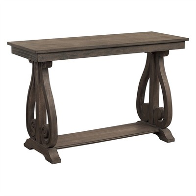 Lexicon Toulon Wood Console Table in Distressed Dark Oak