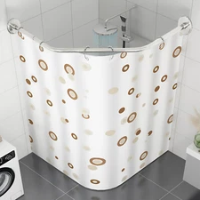 Stretchable Stainless L Shaped Bathroom Bathtub Corner Shower Curtain Rod Rack