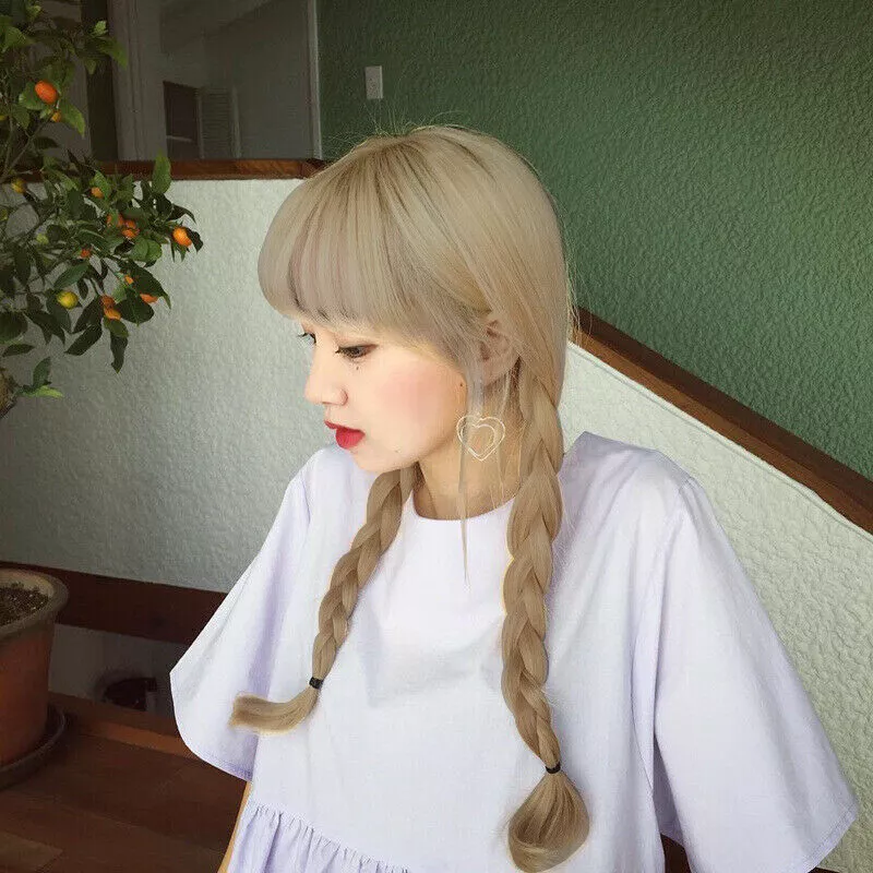 Kawaii Pigtail Extensions in Blonde