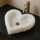 White Quartz Bathroom Heart Sink – Modern Home Decor Vanity Basin
