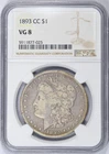 1893-CC MORGAN SILVER DOLLAR NGC VG8 KEY DATE