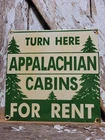 VINTAGE APPALACHIAN TRAIL LODGE PORCELAIN SIGN OLD CABIN FOR RENT SMOKY NAT PARK