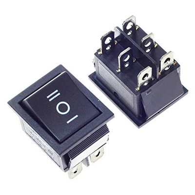  2Pcs DPDT 6 Pins 3 Position ON/Off/ON Rocker Toggle Switch for Car and Black