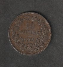 Luxembourg 10 Centimes  Coin 1865 A Fine (L3-0015-01)