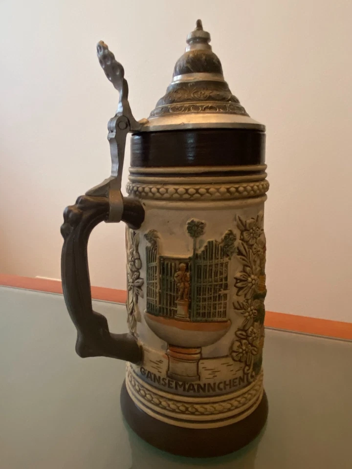 Boccale Birra in ceramica colorata coperchio in peltro - Nürnberg - SPED. GRATIS - Immagine 3 di 4