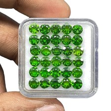 Natural Chrome Diopside 30 Pcs 4mm Round Cut Vivid Green Loose Gemstones Lot