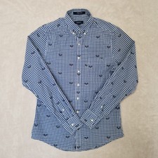 Camicia Gant Uomo Blu Medio Racchetta Popeline Aderente Gingham Check