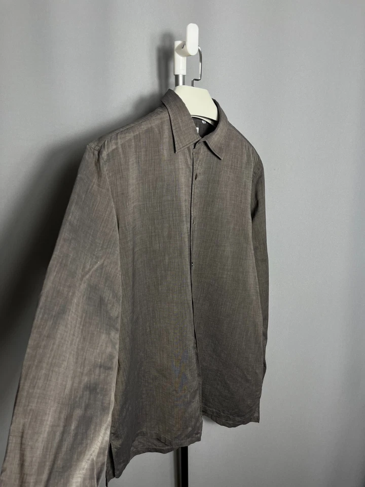 Camicia elegante vintage uomo Charvet in cotone tinta unita marrone Francia... - Immagine 4 di 4