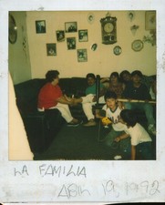 Old Vintage Photo COLOR POLAROID MEN WOMEN BOYS HISPANIC FAMILY LA FAMILIA 1992