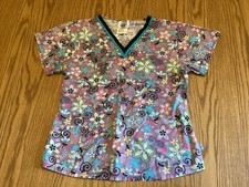Women's XSM Floral Pattern Scrub Top Landau X-small