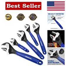 Versatile Adjustable Wrench Set (5 Sizes) - Metric & SAE, Rubber Grip Design