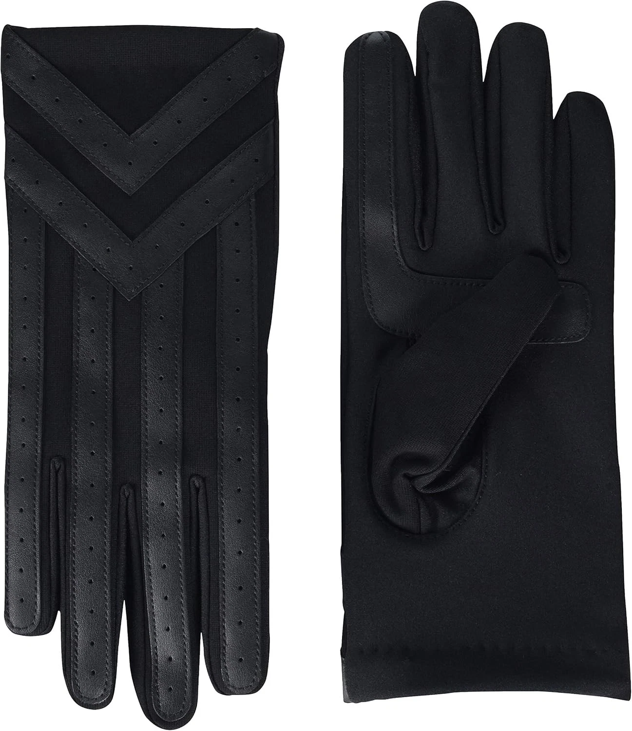 isotoner Mens Spandex Touchscreen Chevron Detail Gloves Fleece Lining BLACK-XL