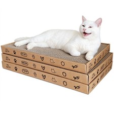3 Pack 18 Inch Corrugated Cardboard Cat Scratcher Lounge Bed Scratch Pad Set