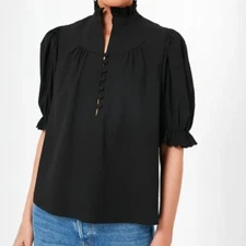 Pomander Place Black Selena Blouse Womens Small