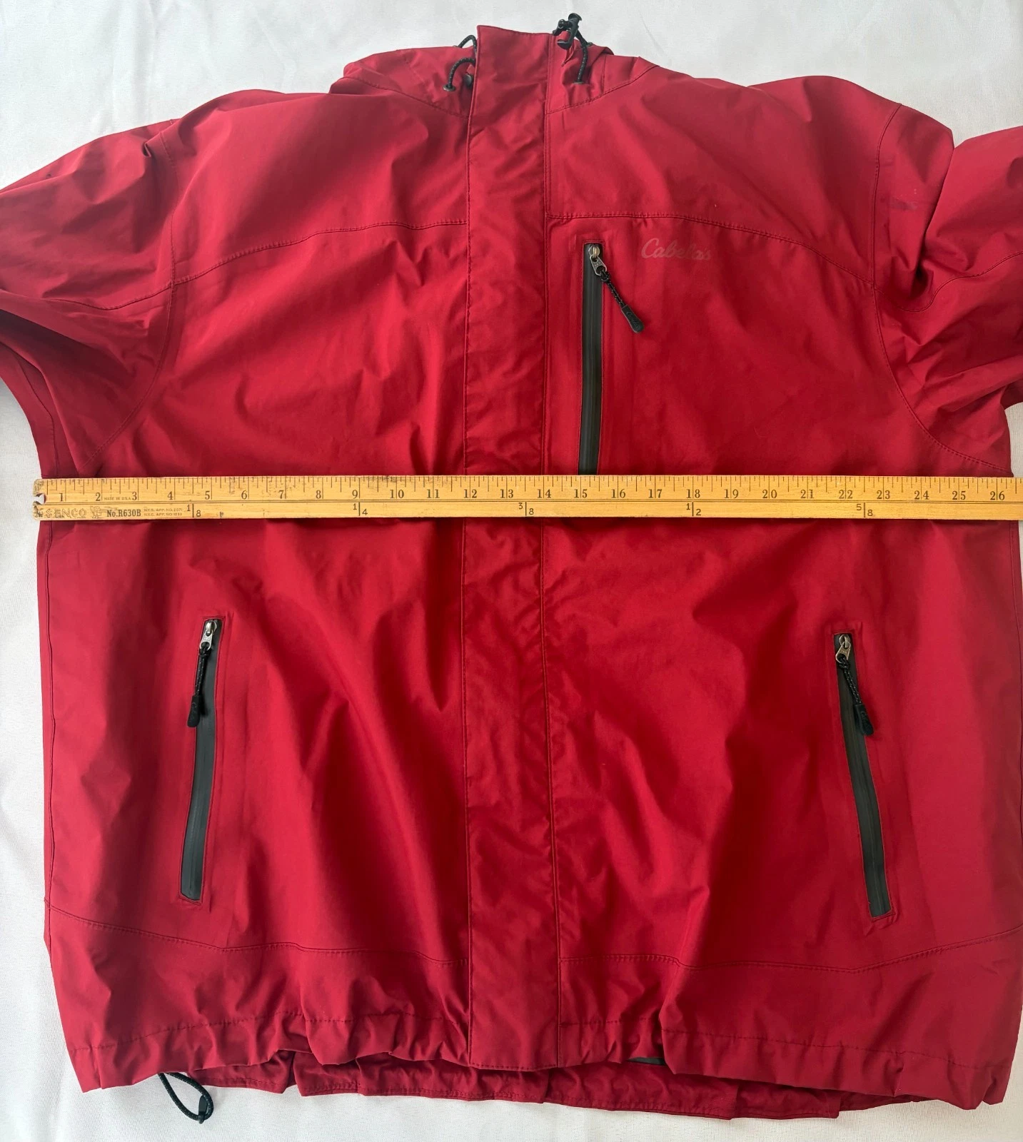 Cabelas Goretex Jacket Mens XL Red Rain Waterproof Parka Full Zip Hooded - product detail image 19
