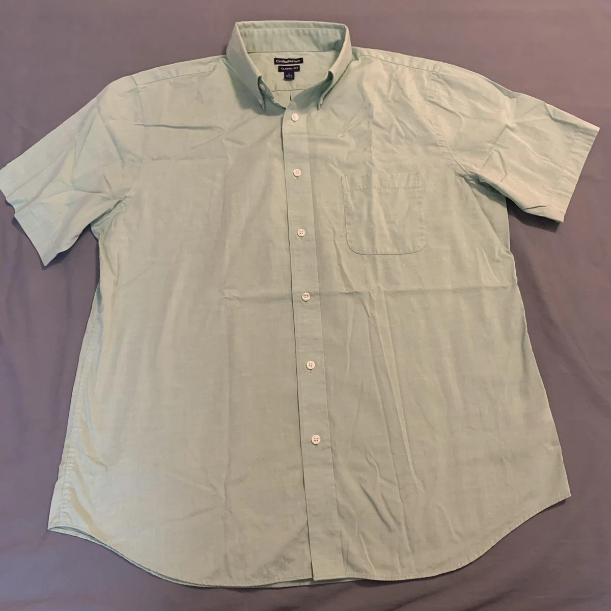 Chemise Croft & Barrow Homme – Taille S – Manches Courtes – Motif Poisson – Bleu