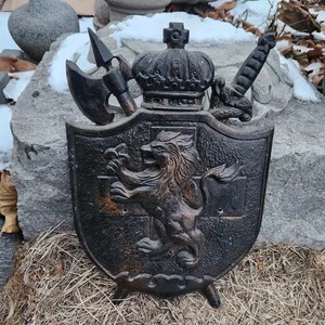 Antique Medieval Lion Coat of Arms Wall Shield Decor